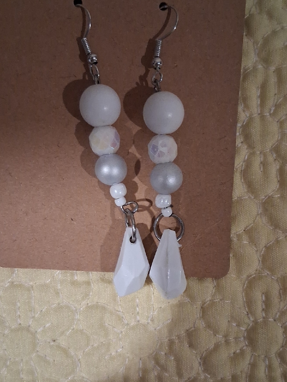 Elegant White Beaded Drop Earrings for Women